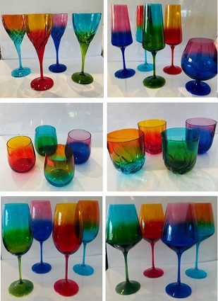 New Hand Blown Italian Murano Crystal Wine Glass Collection